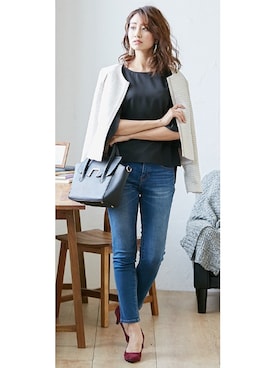 「スーツコーデ」｜nissen Ladies Modelsさん（レディース・160cm）の冬コーディネート