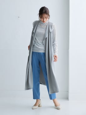 「nissen（ニッセン）の【褒められシルエット】テーパードパンツ（スラックス）」を使った、nissen Ladies Modelsさん（レディース・164cm）の夏コーディネート