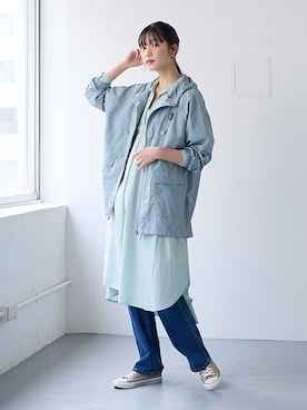 「アイテム（シャツワンピース）」を使った、nissen Ladies Modelsさん（レディース・166cm）の冬コーディネート