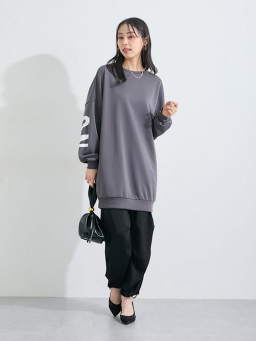 オーバーサイズロング丈スウェットチュニック＜大きいサイズ有