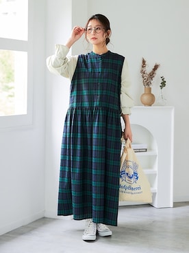 「アイテム（ジャンパースカート）」を使った、nissen Ladies Modelsさん（レディース・160cm）の夏コーディネート