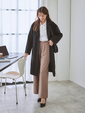 「レギュラー」｜「アイテム（チェスターコート）」を使った、nissen Ladies Modelsさん（レディース・167cm）の秋コーディネート
