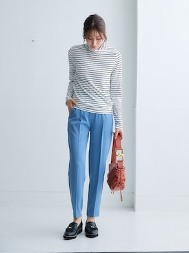 「nissen（ニッセン）の【褒められシルエット】テーパードパンツ（スラックス）」を使った、nissen Ladies Modelsさん（レディース・164cm）の夏コーディネート