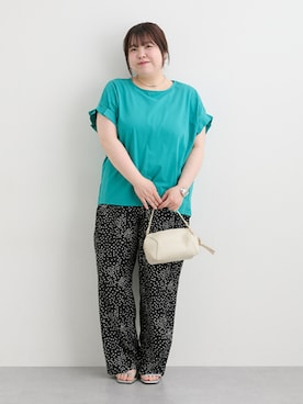 「大きいサイズレディースファッション」｜「アイテム（パンツ）」を使った、nissen Ladies Modelsさん（レディース・158cm）の春コーディネート