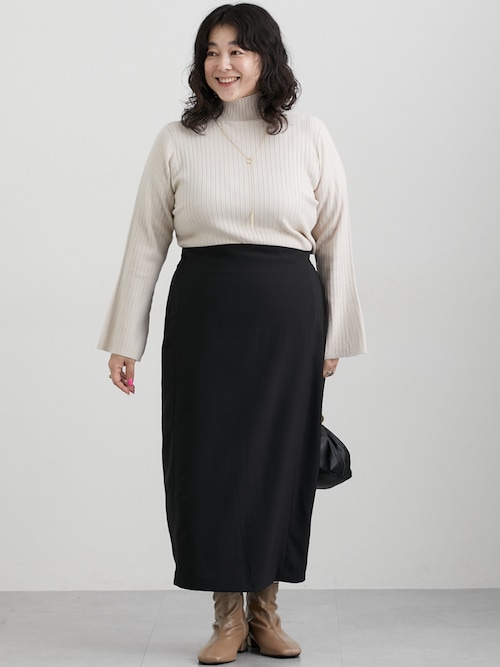 セール】【みさとさんコラボ】カーブウエストタイトスカート（しわに