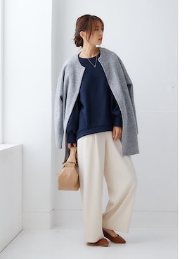 「レギュラー」｜「アイテム（ノーカラーコート）」を使った、nissen Ladies Modelsさん（レディース・162cm）の秋コーディネート