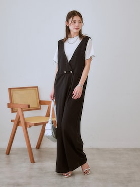 「nissen（ニッセン）のアイテム（オールインワン・サロペット）」を使った、nissen Ladies Modelsさん（レディース・166cm）の春コーディネート