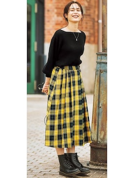 「nissen（ニッセン）の脇プリーツAラインロング丈スカート（スカート）」を使った、nissen Ladies Modelsさん（レディース・167cm）の夏コーディネート