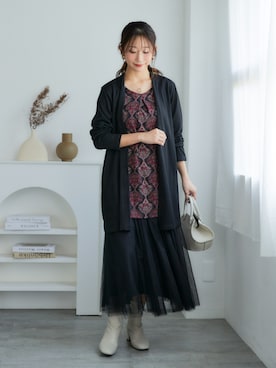 「アイテム（チュニック）」を使った、nissen Ladies Modelsさん（レディース・160cm）の秋コーディネート