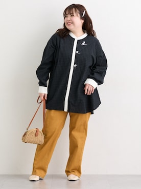 「ぽっちゃり」｜「アイテム（チュニック）」を使った、nissen Ladies Modelsさん（レディース・158cm）の春コーディネート