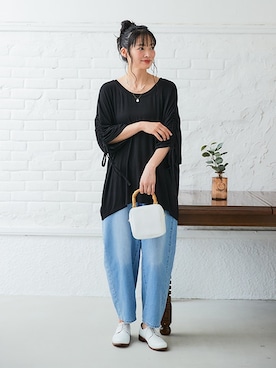 「アイテム（チュニック）」を使った、nissen Ladies Modelsさん（レディース・164cm）の夏コーディネート