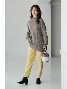 「nissen（ニッセン）の【褒められシルエット】テーパードパンツ（スラックス）」を使った、nissen Ladies Modelsさん（レディース・163cm）の秋コーディネート