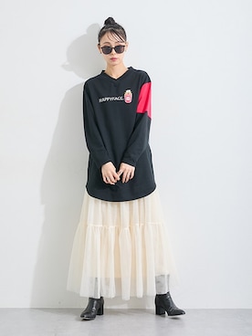 「アイテム（チュニック）」を使った、nissen Ladies Modelsさん（レディース・165cm）の夏コーディネート