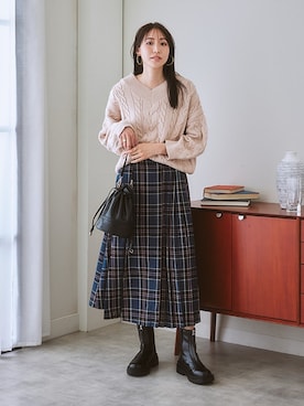 「nissen（ニッセン）の脇プリーツAラインロング丈スカート（スカート）」を使った、nissen Ladies Modelsさん（レディース・164cm）の夏コーディネート