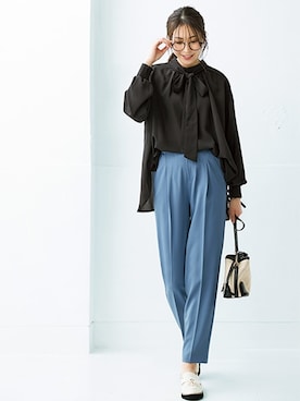 「nissen（ニッセン）の【褒められシルエット】テーパードパンツ（スラックス）」を使った、nissen Ladies Modelsさん（レディース・164cm）の夏コーディネート