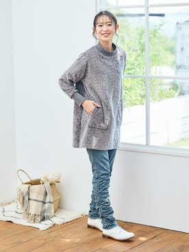 「アイテム（チュニック）」を使った、nissen Ladies Modelsさん（レディース・165cm）の秋コーディネート