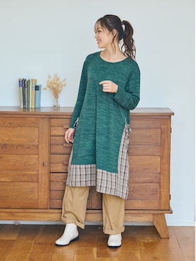 「アイテム（チュニック）」を使った、nissen Ladies Modelsさん（レディース・167cm）の秋コーディネート