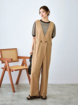 「nissen（ニッセン）のアイテム（オールインワン・サロペット）」を使った、nissen Ladies Modelsさん（レディース・166cm）の春コーディネート