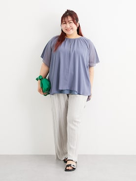 「ぽっちゃり」｜「アイテム（チュニック）」を使った、nissen Ladies Modelsさん（レディース・155cm）の夏コーディネート