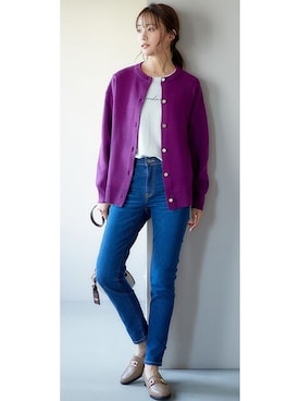 「nissen（ニッセン）の足当たり優しいビット付ローファーパンプス（低反発中敷）（ローファー）」を使った、nissen Ladies Modelsさん（レディース・167cm）の夏コーディネート