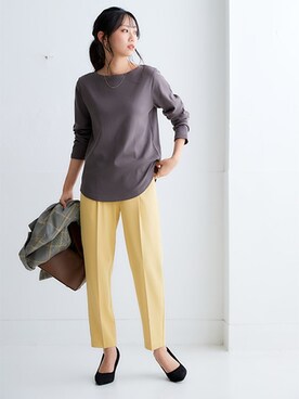 「nissen（ニッセン）の【褒められシルエット】テーパードパンツ（スラックス）」を使った、nissen Ladies Modelsさん（レディース・162cm）の秋コーディネート