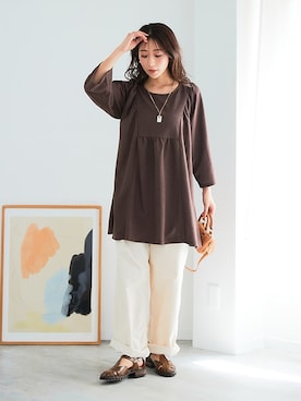 「アイテム（チュニック）」を使った、nissen Ladies Modelsさん（レディース・160cm）の夏コーディネート