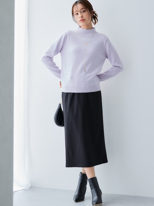 あったか裏起毛】タブ付きミディ丈スカート（しわになりにくい