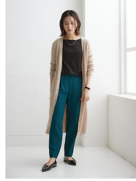 「nissen（ニッセン）の【褒められシルエット】テーパードパンツ（スラックス）」を使った、nissen Ladies Modelsさん（レディース・160cm）の夏コーディネート