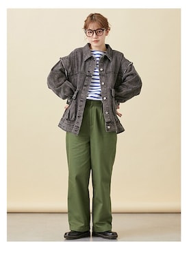 「フレンチカジュアル」｜「アイテム（デニムジャケット）」を使った、nissen Ladies Modelsさん（レディース・160cm）の秋コーディネート