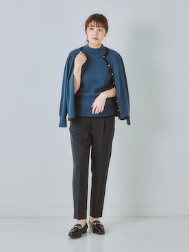 「nissen（ニッセン）の足当たり優しいビット付ローファーパンプス（低反発中敷）（ローファー）」を使った、nissen Ladies Modelsさん（レディース・160cm）の夏コーディネート