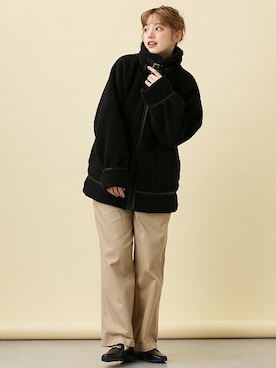 「レギュラー」｜「アイテム（ムートンコート）」を使った、nissen Ladies Modelsさん（レディース・160cm）の秋コーディネート