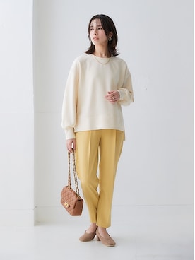 「nissen（ニッセン）の【褒められシルエット】テーパードパンツ（スラックス）」を使った、nissen Ladies Modelsさん（レディース・160cm）の夏コーディネート