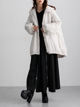 「アイテム（ダッフルコート）」を使った、nissen Ladies Modelsさん（レディース・154cm）の秋コーディネート