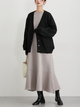 「アイテム（ワンピース/ドレス、ベージュ系）」を使った、nissen Ladies Modelsさん（レディース・169cm）の冬コーディネート