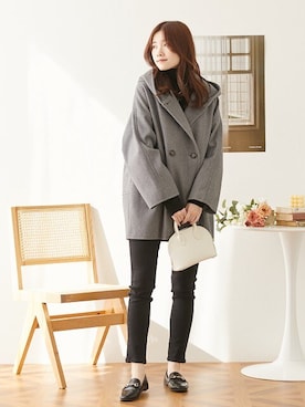 「レギュラー」｜「アイテム（チェスターコート）」を使った、nissen Ladies Modelsさん（レディース・167cm）の秋コーディネート