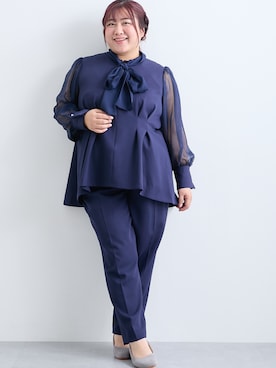 「アイテム（パンツドレス、ブルー系）」を使った、nissen Ladies Modelsさん（レディース・155cm）の冬コーディネート