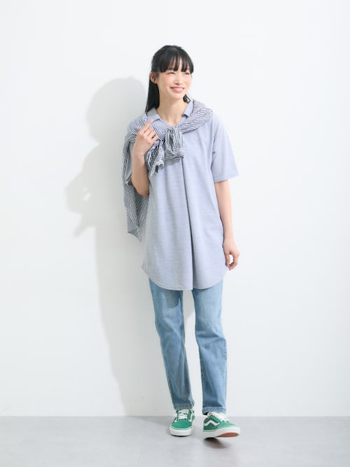 ハイウエストストレートブラスト加工デニムパンツ