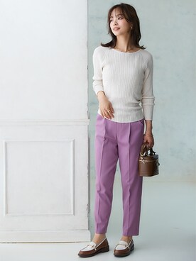 「nissen（ニッセン）の【褒められシルエット】テーパードパンツ（スラックス）」を使った、nissen Ladies Modelsさん（レディース・165cm）の夏コーディネート