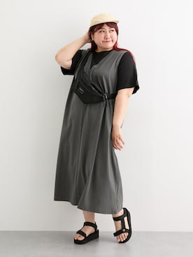 「大きいサイズレディースファッション」｜「アイテム（サンダル）」を使った、nissen Ladies Modelsさん（レディース・155cm）の夏コーディネート