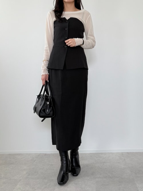 みさとさんコラボ】カーブウエストタイトスカート（しわになりにくい