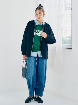 「nissen（ニッセン）のアイテム（Tシャツ/カットソー）」を使った、nissen Ladies Modelsさん（レディース・165cm）の秋コーディネート