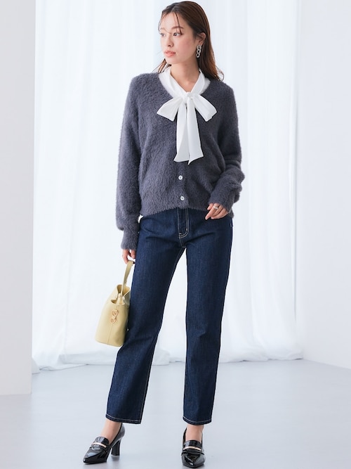 シャギーニットVネックカーディガン<大きいサイズ有>（カーディガン