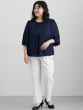 「大きいサイズレディースファッション」｜「アイテム（パンツ）」を使った、nissen Ladies Modelsさん（レディース・163cm）の夏コーディネート