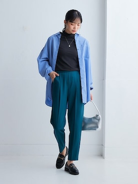 「nissen（ニッセン）の【褒められシルエット】テーパードパンツ（スラックス）」を使った、nissen Ladies Modelsさん（レディース・164cm）の秋コーディネート