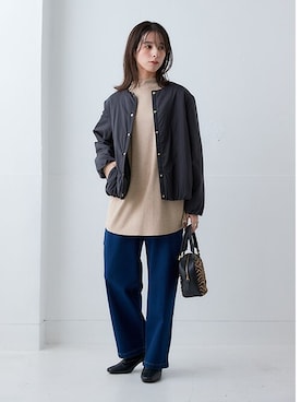 「アイテム（チュニック、ベージュ系）」を使った、nissen Ladies Modelsさん（レディース・160cm）の秋コーディネート