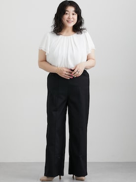 「大きいサイズレディースファッション」｜「アイテム（パンツ）」を使った、nissen Ladies Modelsさん（レディース・163cm）の夏コーディネート