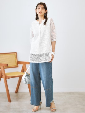 ブロックレースボリューム袖スキッパーシャツ＜大きいサイズ有＞ 通販