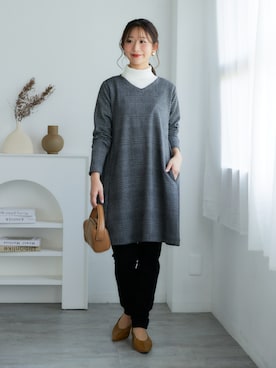 「アイテム（チュニック）」を使った、nissen Ladies Modelsさん（レディース・160cm）の秋コーディネート