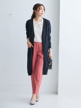 「nissen（ニッセン）の【褒められシルエット】テーパードパンツ（スラックス）」を使った、nissen Ladies Modelsさん（レディース・164cm）の夏コーディネート