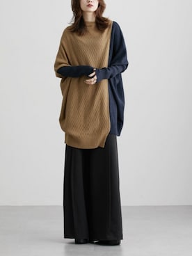 「Soiunique（スワユニーク）のアイテム（スラックス）」を使った、nissen Ladies Modelsさん（レディース・154cm）の冬コーディネート